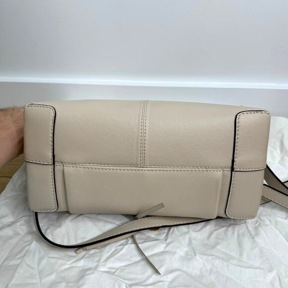 NWT See by Chloé Small Joan Leather Shoulder Bag Top Handle Cement Beige - Picture 9 of 13